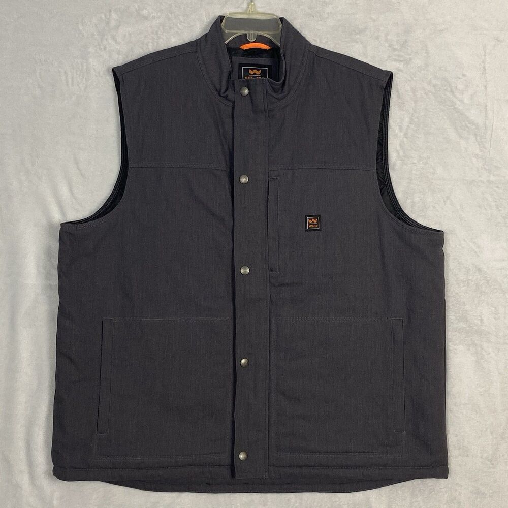 Walls DuPont Kevlar Insulated Vest Mens 2XL Gray Canvas Zip Up Quilt Lined